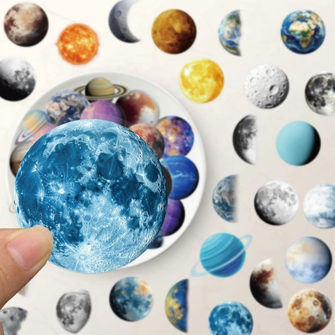 Universum Planeten PET Wasserdichte Transparente Aufkleber Für Journaling Scrapbooking Astronomie Weltraum Deko Sticker