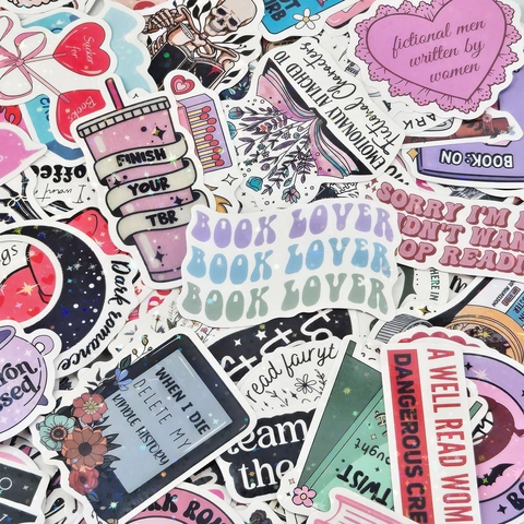 Adesivi Lettura Romantici Libri Impermeabili PVC Olografici Laser Decalcomanie Per Kindle Laptop Tazza Caffè Scrapbook DIY Journal Decor