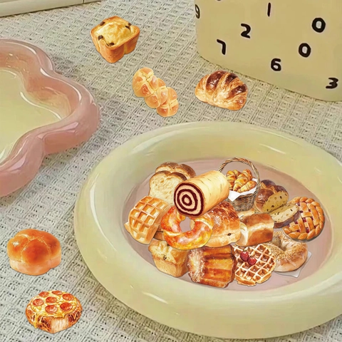 Adesivi in PET a Forma di Pane e Cibo in Stile Cartone Animato per Scrapbooking DIY Decorazione Cover Cellulare Impermeabili