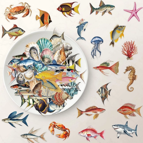 Autocollants Réalistes Vie Marine PET Aquarelle Animaux Marins Décalcomanies pour DIY Scrapbook Ordinateur Portable Cadeau