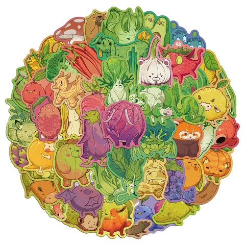 Adesivi Impermeabili in PVC Cartoni Animati Frutta Verdura Animale per Bambini Scrapbooking Cancelleria Bottiglia d'Acqua Laptop Bagaglio