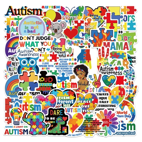 Autism Awareness Stickers Cartoon Puzzle Heart Butterfly Decals Waterproof Vinyl For Laptop Luggage Phone Case Scrapbooking