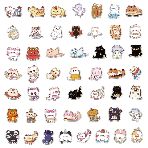 Simpatici Adesivi per Gatti in Cartone Animato Impermeabili PVC DIY Decalcomanie per Scrapbooking Borraccia Laptop Cover