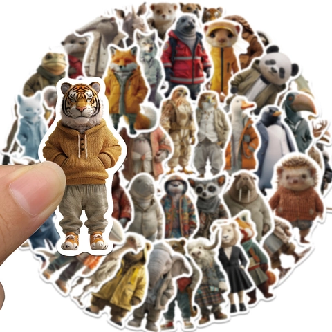 Pegatinas Impermeables de PVC de Animales Antropomórficos Calcomanías de Dibujos Animados para Portátil Equipaje Botella de Agua Niños Regalo