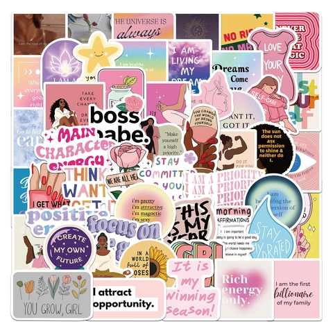 Autocollants Motivation Girl Power Imperméables PVC Vinyle Citations Esthétiques Décalcomanies pour Ordinateurs Gourdes DIY Scrapbooking
