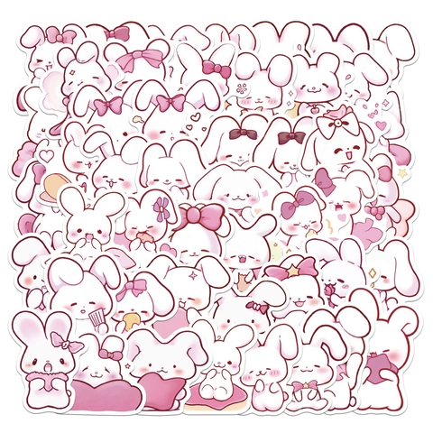 Süße Cartoon Rosa Hase PVC Wasserdichte Aufkleber Für Laptop Koffer Tagebuch Deko DIY Kinder Mädchen Schreibwaren Geschenk