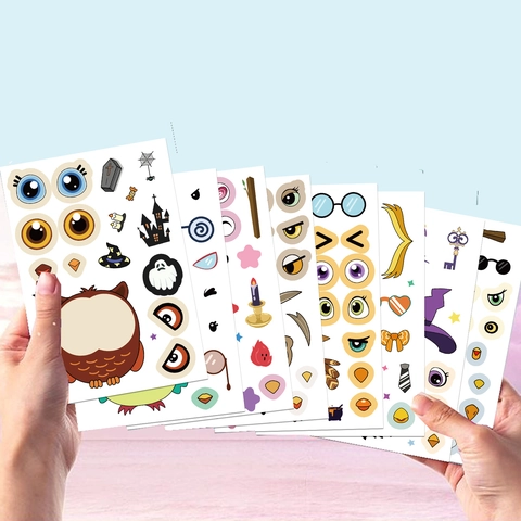 DIY Uil Make A Face Sticker Set Cartoon Dier Halloween Pompoen Geest Waterdichte PVC Scrapbook Stickers Voor Kinderen