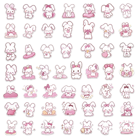 Süße Cartoon Rosa Hase PVC Wasserdichte Aufkleber Für Laptop Koffer Tagebuch Deko DIY Kinder Mädchen Schreibwaren Geschenk