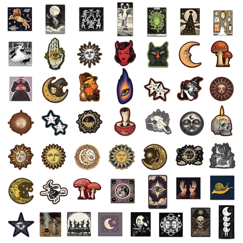 Adesivi Gotici Occulti Celesti Creepy Vintage Mistici Sole Luna Tarocchi Adesivi Graffiti per Laptop Bagagli Decorazione