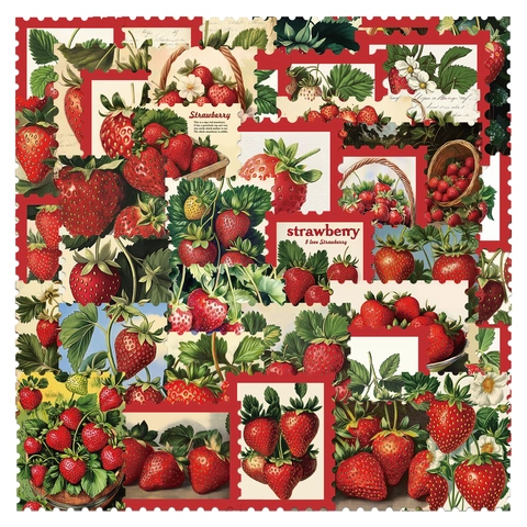 Pegatinas De Sello Postal De Fresa Vintage Impermeable PVC Fruta Para Portátil Maleta Guitarra Scrapbooking DIY Decor