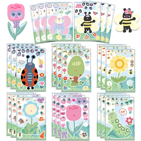 Adesivi Puzzle Cartone Animato Fai Da Te Per Bambini Tema Animali Da Giardino Decalcomanie Premio Artigianali Impermeabili Educativo Divertente