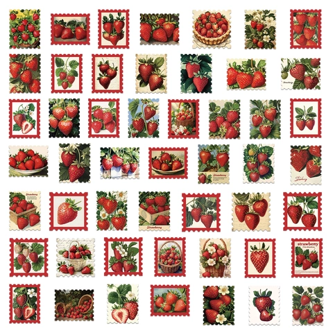 Pegatinas De Sello Postal De Fresa Vintage Impermeable PVC Fruta Para Portátil Maleta Guitarra Scrapbooking DIY Decor
