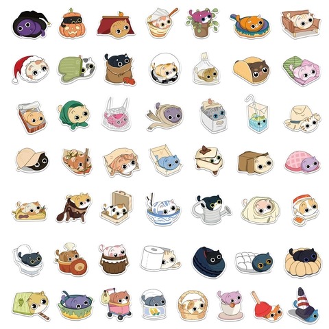 Pegatinas de Gato de Escondite de Dibujos Animados Impermeables Vinilo Doodle Calcomanías para Laptop Guitarra Botella de Agua Teléfono DIY Scrapbooking Lindas