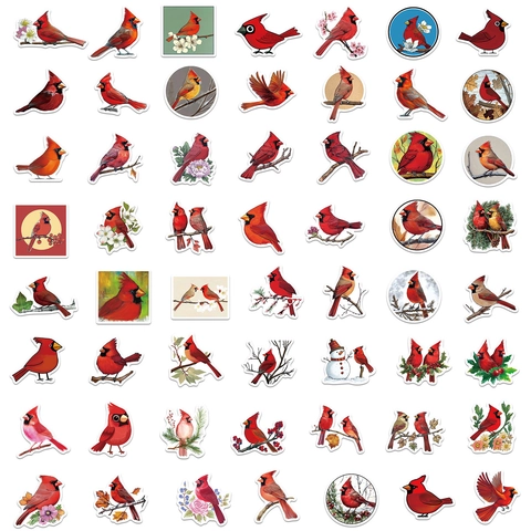 Realistic Northern Cardinal Bird Stickers Nature Theme Waterproof PVC Decals For DIY Scrapbook Laptop Journal Decoration