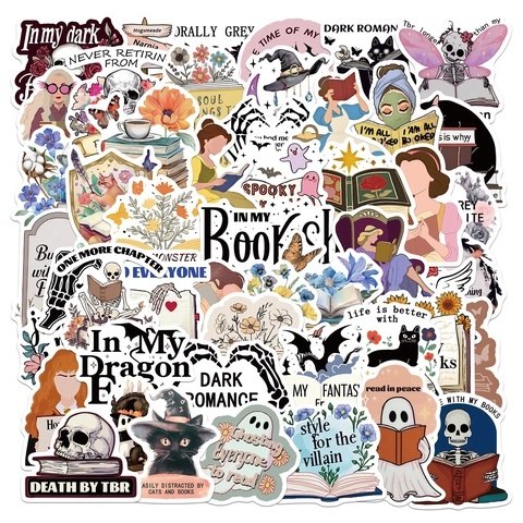 Adesivi per Libri Letteratura Vinile Impermeabile Decalcomanie per Laptop Chitarra Bagaglio Scrapbooking Dark Academia Gotico Estetico Adesivi Decorativi per Lettori Amanti dei Libri