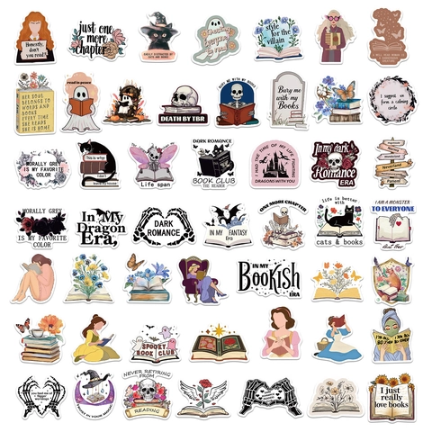 Adesivi per Libri Letteratura Vinile Impermeabile Decalcomanie per Laptop Chitarra Bagaglio Scrapbooking Dark Academia Gotico Estetico Adesivi Decorativi per Lettori Amanti dei Libri