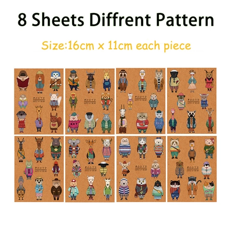 Pegatinas OOTD Animales Antropomórficos Dibujos Animados Impermeable PVC DIY Calcomanías Decorativas Para Álbum Recortes Diario Maleta