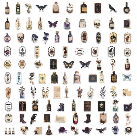 Gothik Wasserdichte Trank Aufkleber Für Journaling Scrapbooking Dark Academia Ästhetik Vintage Totenkopf Hexerei Vinyl Decals