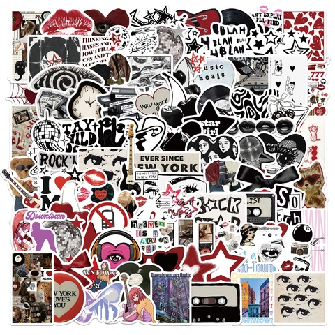 Adesivi Graffiti Downtown Y2K Ragazze Estetica Retrò Decalcomanie in Vinile Impermeabile per Laptop Telefono Diario Bottiglia d'Acqua