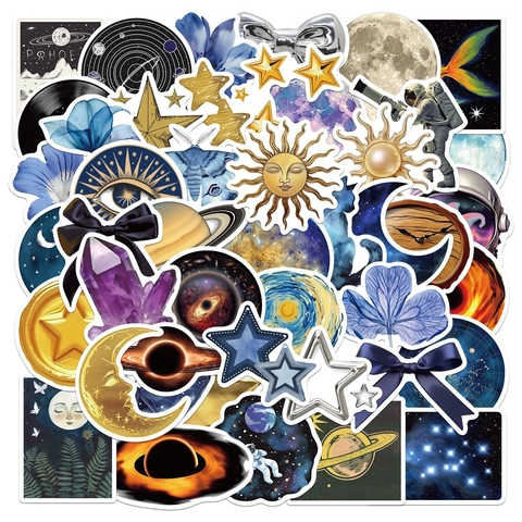 Adesivi Universo Stellato Impermeabili Estetici Galassia Pianeta Luna Astronauta Decalcomanie per Laptop Scrapbooking Fai da Te Decorazione