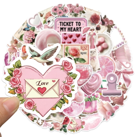 Adesivi Impermeabili in Vinile Estetici Rosa Per Laptop Borraccia Bagagli Scrapbook Decalcomania Per Ragazze Donne Regalo