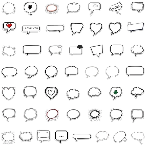 Cartoon Speech Bubble Stickers DIY Waterproof PVC Comic Speech Balloon Decal For Journal Laptop Water Cup Decorative Labels