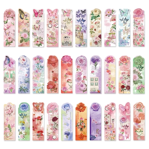 Segnalibri in Carta Con Fiori e Farfalle da Sogno Vintage Shabby Chic Segnalibri Letterari Regalo per Studenti e Insegnanti