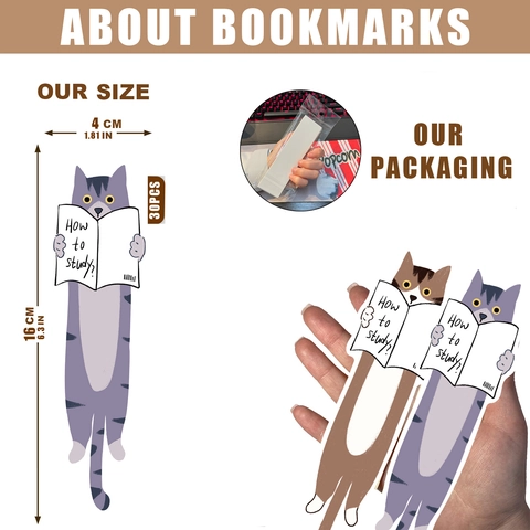 Creative Cartoon Cat Paper Bookmarks For Students Reading Page Markers Cute Animal Illustration Bookmarks Gift For Book Lovers