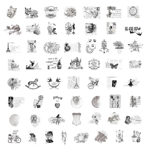 Vintage Postage Stamp PET Stickers Waterproof Transparent Decorative Clipart For Scrapbooking Journaling DIY Arts Crafts Stationery