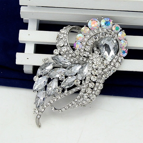 Spilla a Fiore in Lega Vintage con Strass per Donna Elegante Spilla da Risvolto Floreale in Cristallo Accessorio per Matrimonio Banchetto Festa Regalo