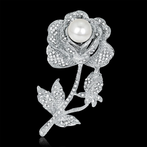 Elegante Legierung Rose Blume Brosche Mit Künstlicher Perle Und Strass Vintage Stil Floral Brosche Anstecknadel Für Damen Schmuck