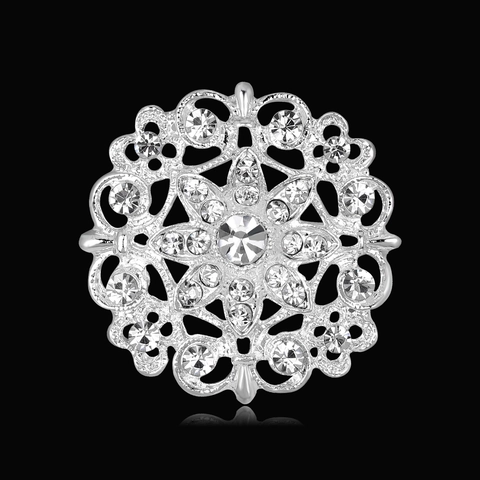 Broche Vintage en Alliage Strass Mandala Ajouré Coeur Couronne Broche Revers à la Mode pour Accessoires de Vêtements Femmes Bijoux