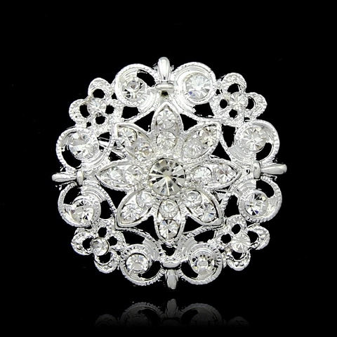 Broche Vintage en Alliage Strass Mandala Ajouré Coeur Couronne Broche Revers à la Mode pour Accessoires de Vêtements Femmes Bijoux
