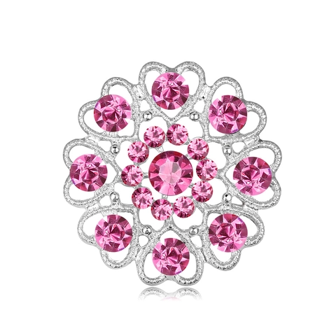 Broche de Corazón de Aleación Vintage con Diamantes de Imitación Alfiler de Corsé de Flor y Hoja Joyería de Moda Mujer