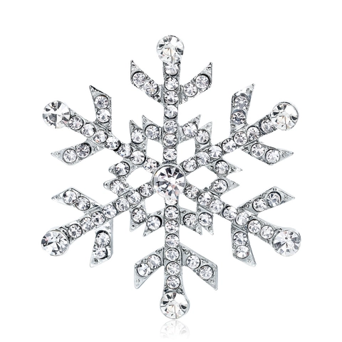 Eleganter Legierung Schneeflocke Brosche Für Damen Koreanischer Stil Versilbert Strass Anstecknadel Für Weihnachtsfeier Schmuck