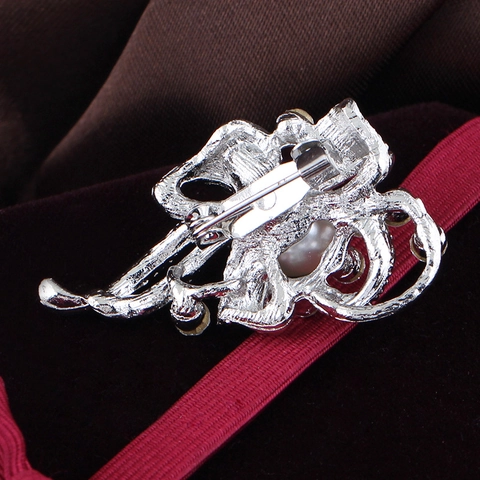 Broche Nœud en Alliage Élégante Avec Ornement en Perle Artificielle Strass pour Femme Mode Mariage Fête Accessoire