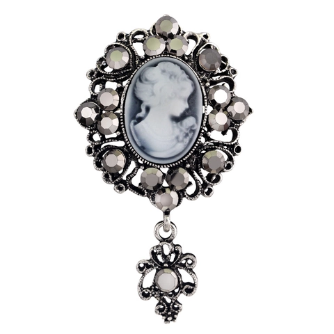Vintage Καρφίτσα Cameo για Γυναίκες Κράμα Στρας Πορτρέτο Κυρίας Βικτοριανό Στυλ Αντίκα Χρυσό Ασημένιο Κοσμήματα Μόδας Καρφίτσα Δώρο