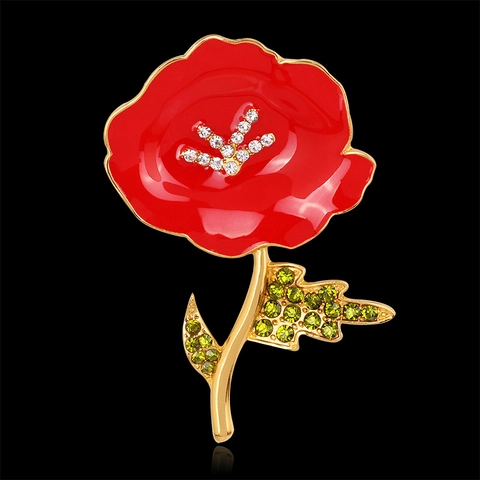 Spilla Fiore Di Papavero Rosso In Lega Con Smalto E Strass Memoriale Britannico Vintage Spille Floreali Per Donne Regalo Gioielli