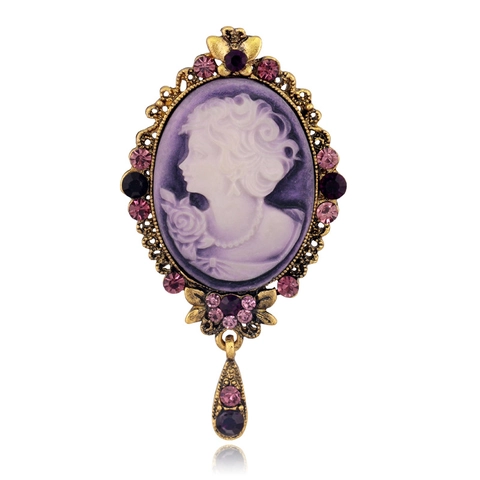 Vintage Viktorianischer Damenporträt Cameo Brosche Für Damen Legierung Strass Eingelegte Anhänger Pin Elegante Schmuck Geschenk