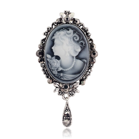 Vintage Viktorianischer Damenporträt Cameo Brosche Für Damen Legierung Strass Eingelegte Anhänger Pin Elegante Schmuck Geschenk