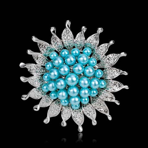 Elegante Spilla a Forma di Girasole in Lega Con Perle Artificiali e Strass Stile Coreano Spilla Floreale da Donna Gioielli Regalo