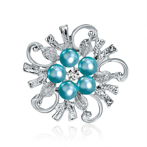 Elegante Spilla a Forma di Fiore con Strass e Perla Artificiale per Donna Lega Foglia Corsage Pin Oro Argento Gioielli