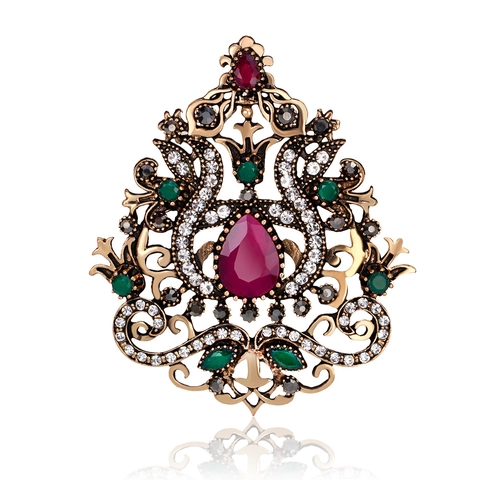 Vintage Baroque Style Alloy Rhinestone Brooch For Women Court Palace Hollow Out Water Drop Crystal Flower Brooch Pin Jewelry