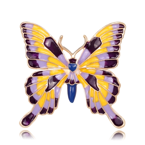 Vintage Multicolor Enamel Butterfly Brooch For Women Alloy Drip Oil Insect Lapel Pin Fashion Jewelry Dress Accessory