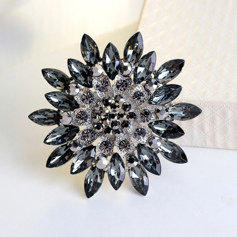Elegante Spilla Floreale Girasole Lega Strass Acrilico Pin Per Le Donne Moda Vestito Gioielli Accessori Corsage