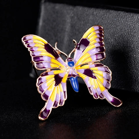 Vintage Multicolor Enamel Butterfly Brooch For Women Alloy Drip Oil Insect Lapel Pin Fashion Jewelry Dress Accessory