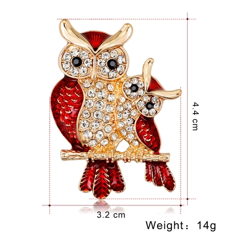 Vintage Owl Brooch Alloy Rhinestone Enamel Animal Bird Pin For Women Men Fashion Jewelry Suit Accessories Decoration