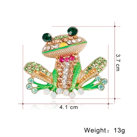 Vintage Legierung Mehrfarbig Strass Frosch Brosche Für Damen Tropföl Emaille Tierform Mode Pin Abzeichen Dekorative Zubehör