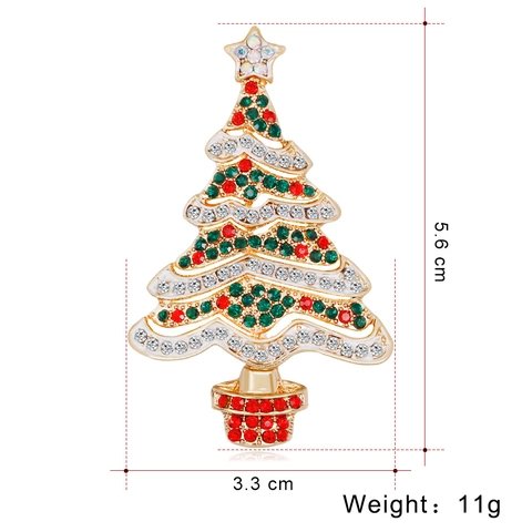 Fashion Christmas Tree Brooch For Women Alloy Rhinestone Xmas Tree Badge Pin Festive Party Holiday Jewelry Accessories Gift