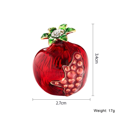 Fashion Creative Fruit Pomegranate Brooch Alloy Enamel Drip Oil Rhinestone Pin Elegant Pomegranate Flower Brooch For Women Party Jewelry